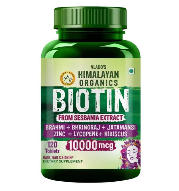 Vlado's Himalayan Organics Biotin Tablets for Hair Growth 10000mcg - 120 Tablets