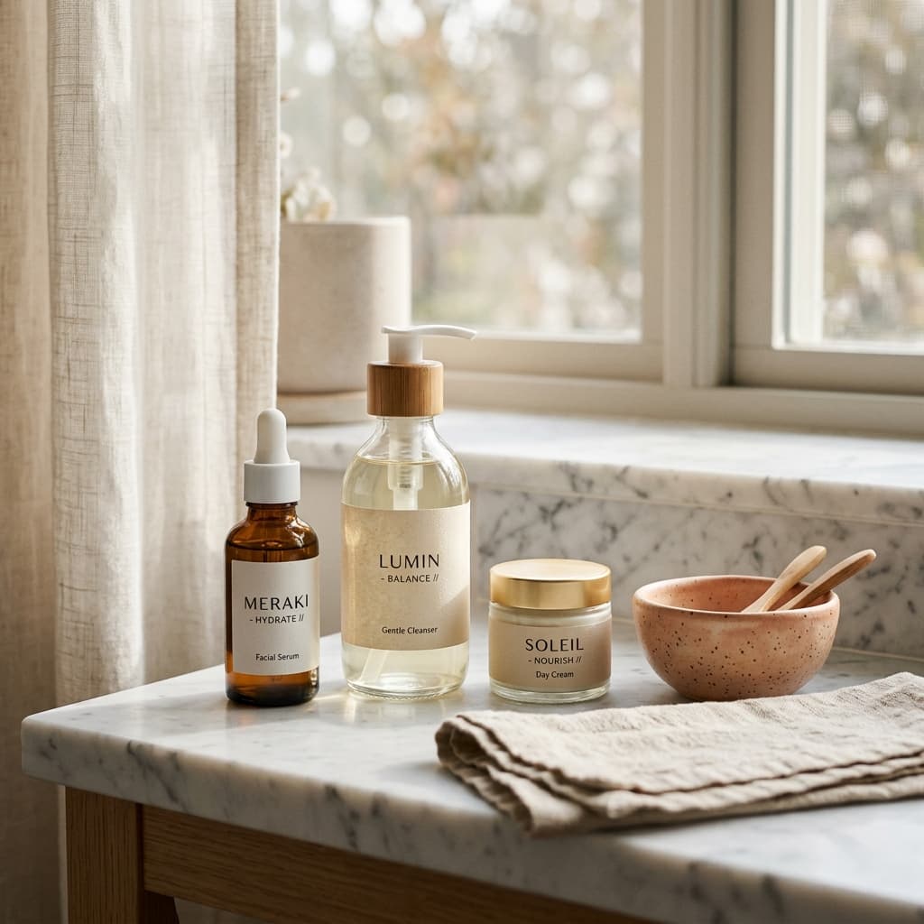 Aesthetic skincare setup