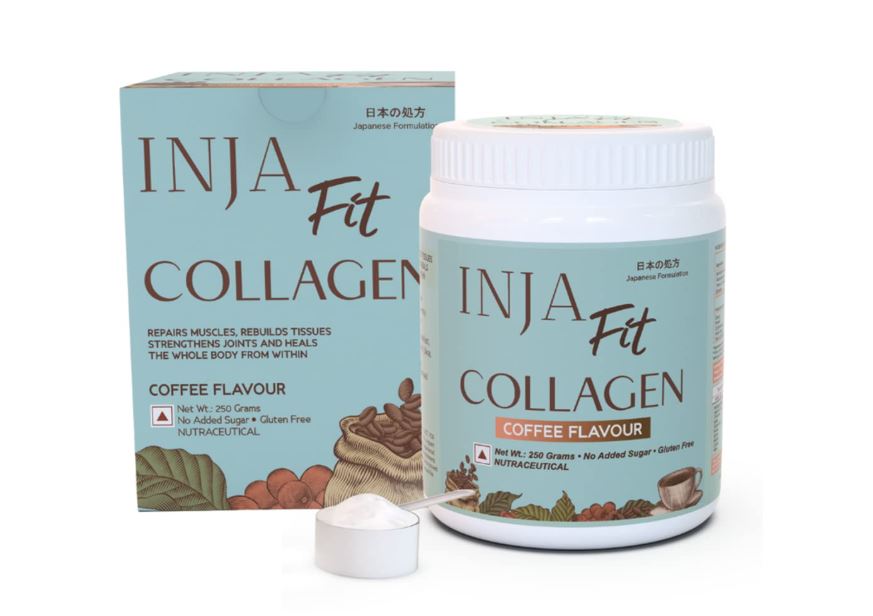 INJA Fit Hydrolyzed Marine Collagen Supplement Powder, Coffee Flavor - 250 gm